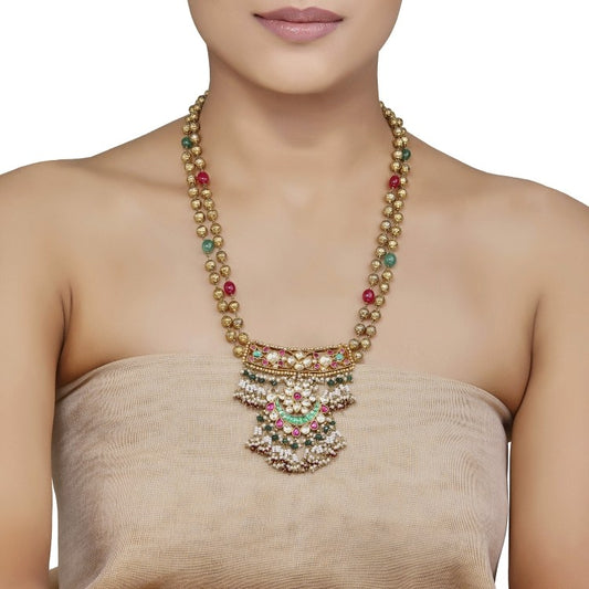 Kundan Green Oynx Drop Pendant