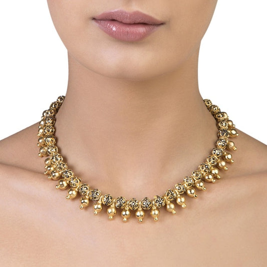 BLACK ONYX GOLDEN DROP NECKLACE