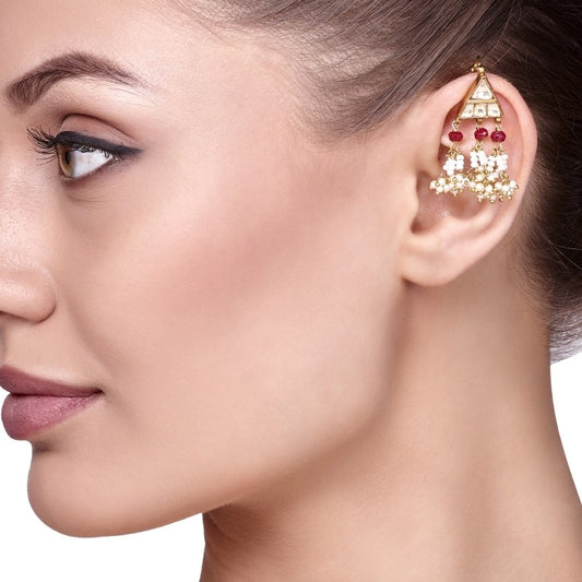 TRIANGLE KUNDAN RUBY EARRING