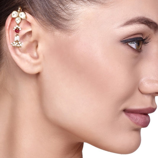 LEAF KUNDAN RUBY EARRING