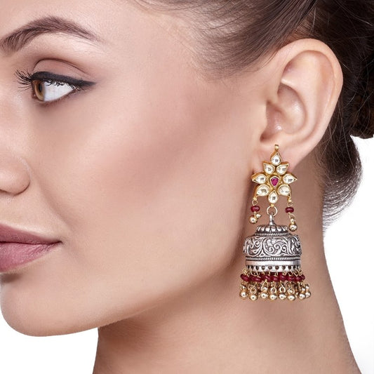 KUNDAN OXIDIZED JHUMKI