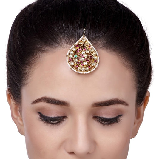 KUNDAN PEARL TEARDROP TIKKA