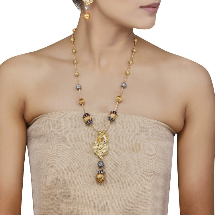 Kundan Golden Peacock Pendant
