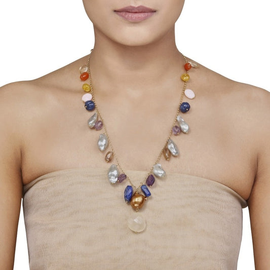 Grey Pearl Lapiz Amethyst String