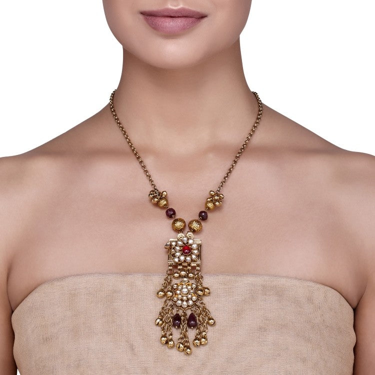 KUNDAN LONG RUBY NECKLACE