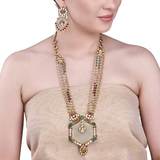 Kundan Aventurine Hexagon Pendant