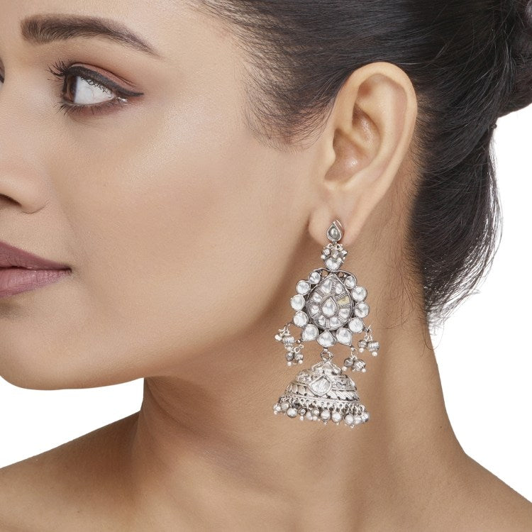 Kundan Silver Balls Jhumki