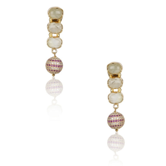 PERIDOT RUBY BALL EARRINGS