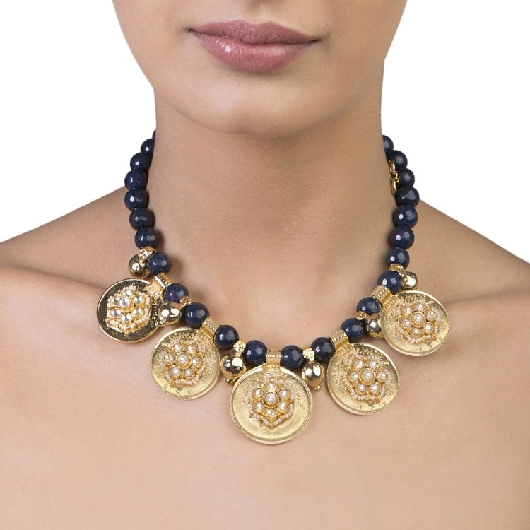 KUNDAN BLUE IOLITE ROUND NECKLACE