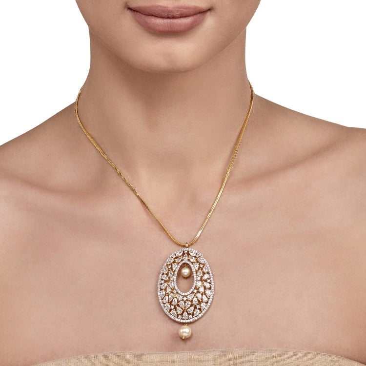 ZIRCON PEARL DROP PENDANT