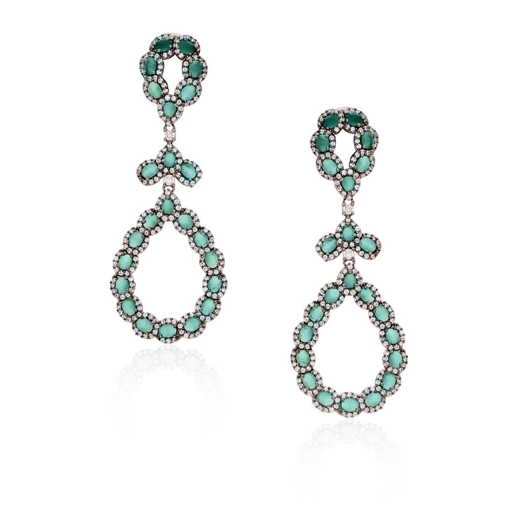 GREEN ONYX TEAR DROP EARRINGS