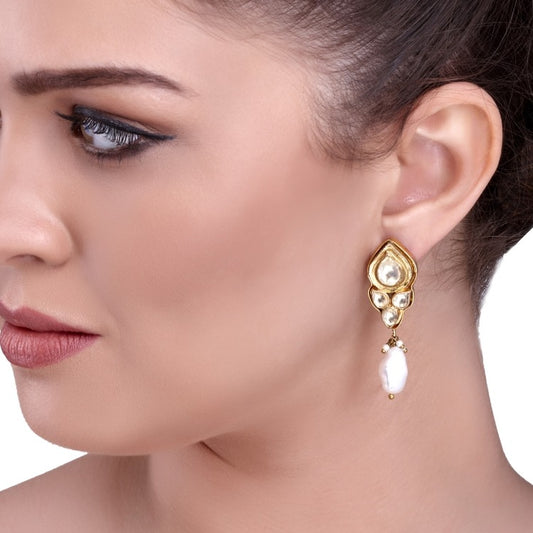 KUNDAN PEARL TEAR DROP EARRING
