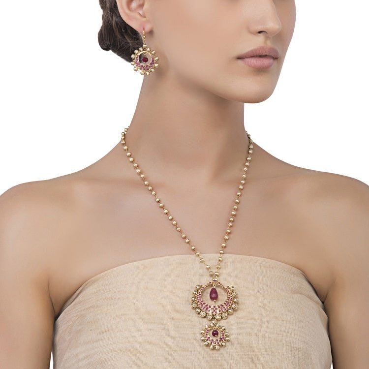Jadau Ruby Crescent Set
