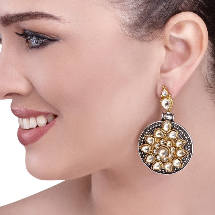 KUNDAN DISC HANGING EARRING