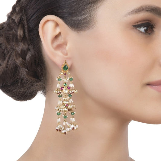 KUNDAN LONG EARRING