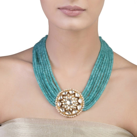 KUNDAN BLUE TOPAZ ROUND NECKLACE