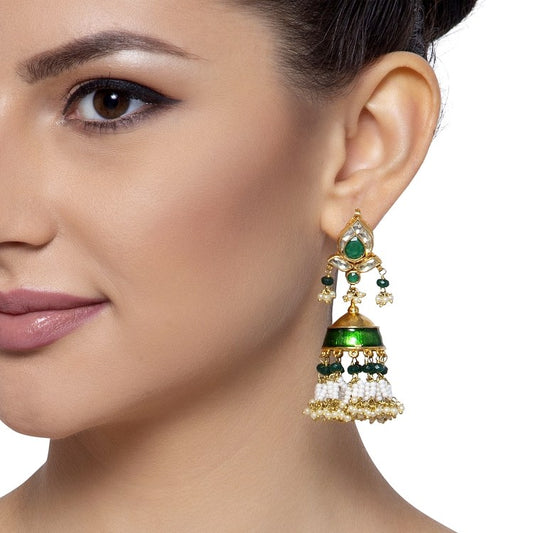 KUNDAN ENAMEL PEARL JHUMKIS