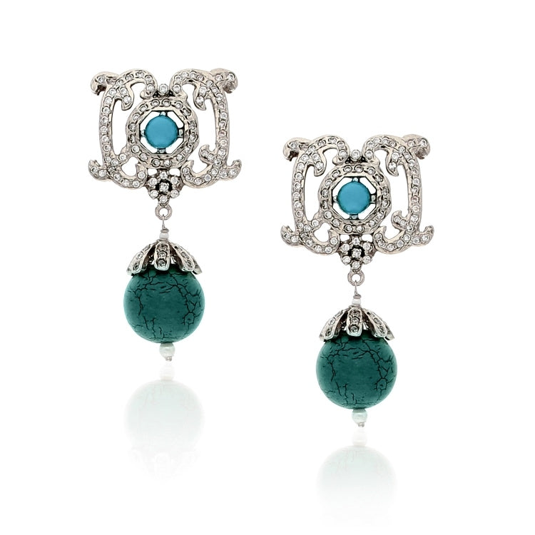 STUDDED ZIRCON TEAR DROP EARRINGS