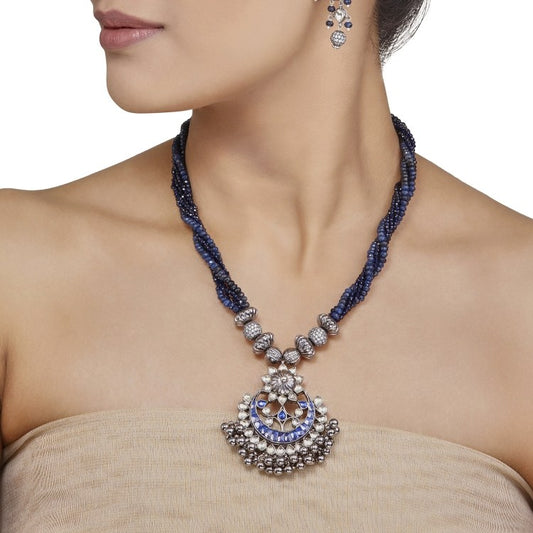 Silver Kundan Iolite Set