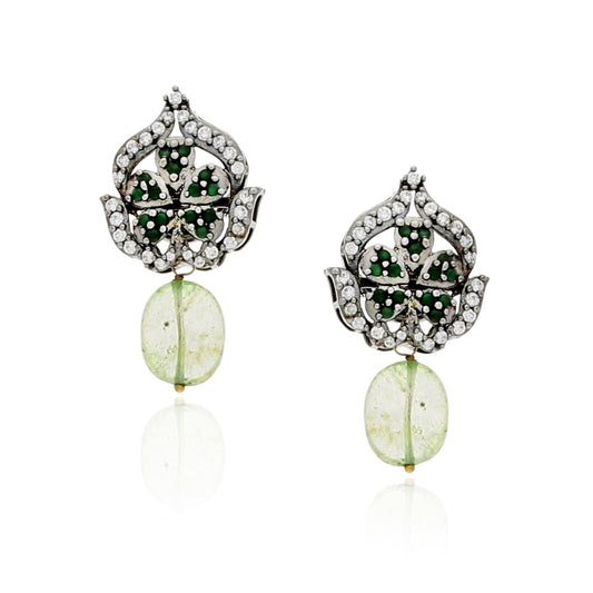 STUDDED ZIRCON PERIDOT DROP EARRINGS