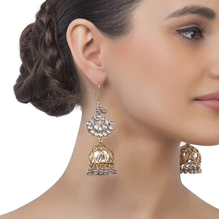 KUNDAN CRESCENT JHUMKI EARRING