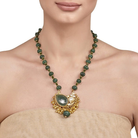 KUNDAN GREEN LEAF NECKLACE