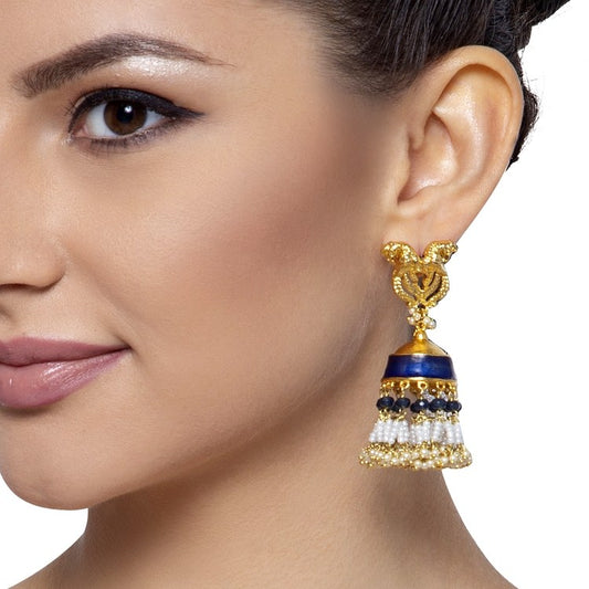 PEACOCK ENAMEL BLUE JHUMKIS