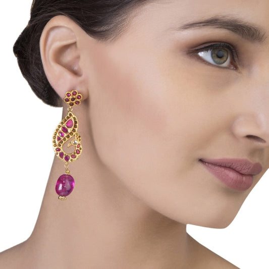 KUNDAN TOURMALINE BIRD EARRINGS