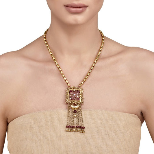 KUNDAN RUBY LEAF NECKLACE