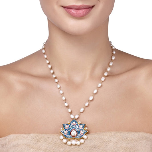 KUNDAN PEARLS ENAMEL NECKLACE