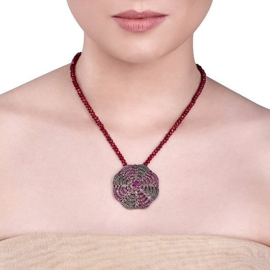 STUDDED RUBY ROUND NECKLACE