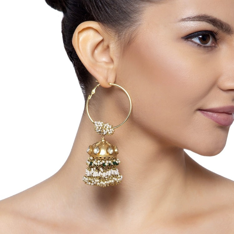 KUNDAN GREEN BALI JHUMKIS
