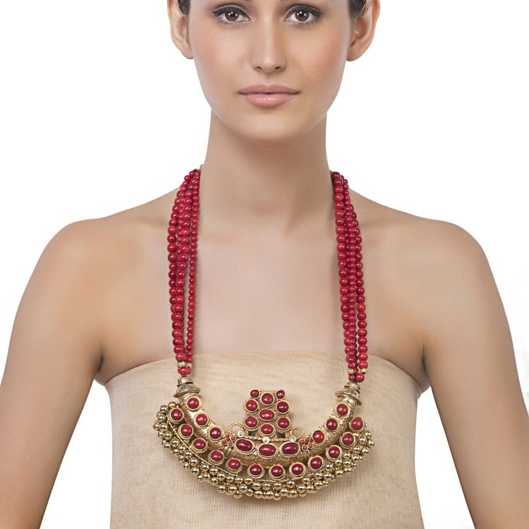 TRIBAL BOAT STATEMENT NECKLACE