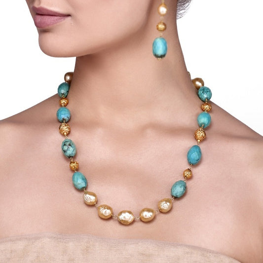 TURQUOISE, GOLDEN BAROQUE SET