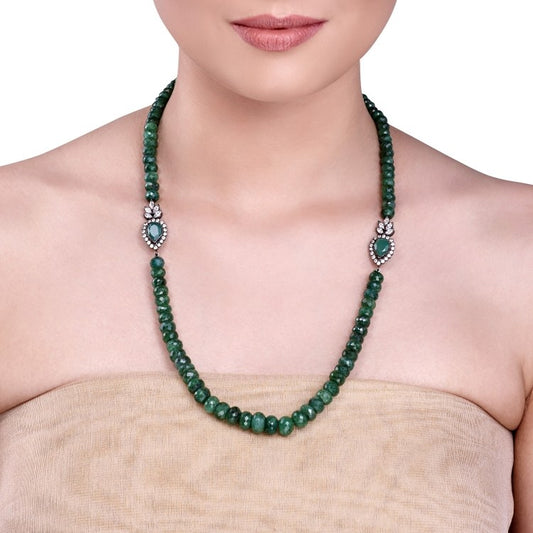STUDDED GREEN ONYX LONG NECKLACE