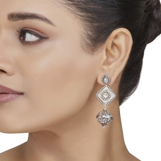 Kundan Silver Balls Dorp Earring