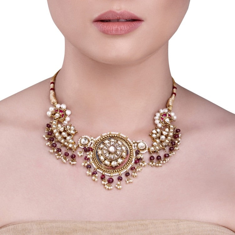 KUNDAN ROUND STATEMENT NECKLACE