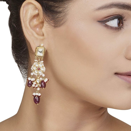 Kundan Ruby Long Earring