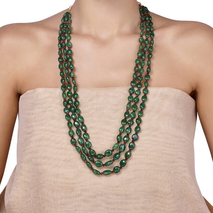 GREEN ONYX RUBY LONG NECKLACE