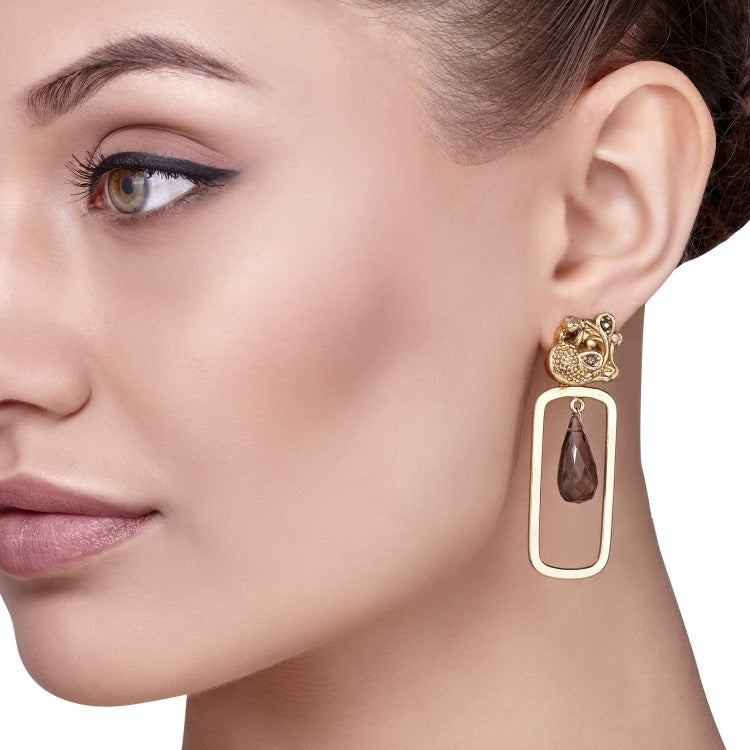 Peacock Smokey Drop Earring