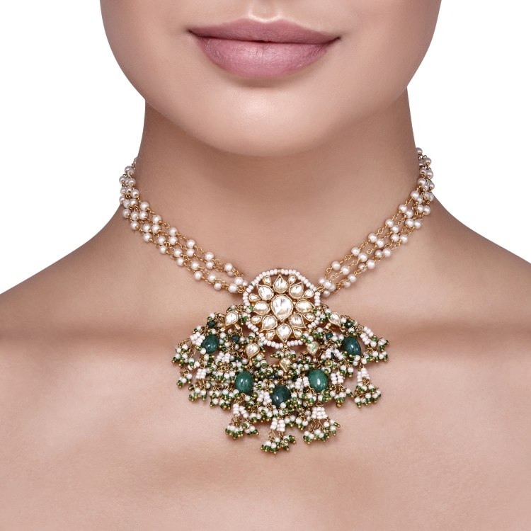 FLOWER KUNDAN PEARL NECKLACE