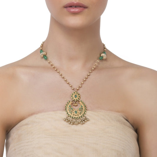 GREEN CRESCENT GHUNGROO PENDANT