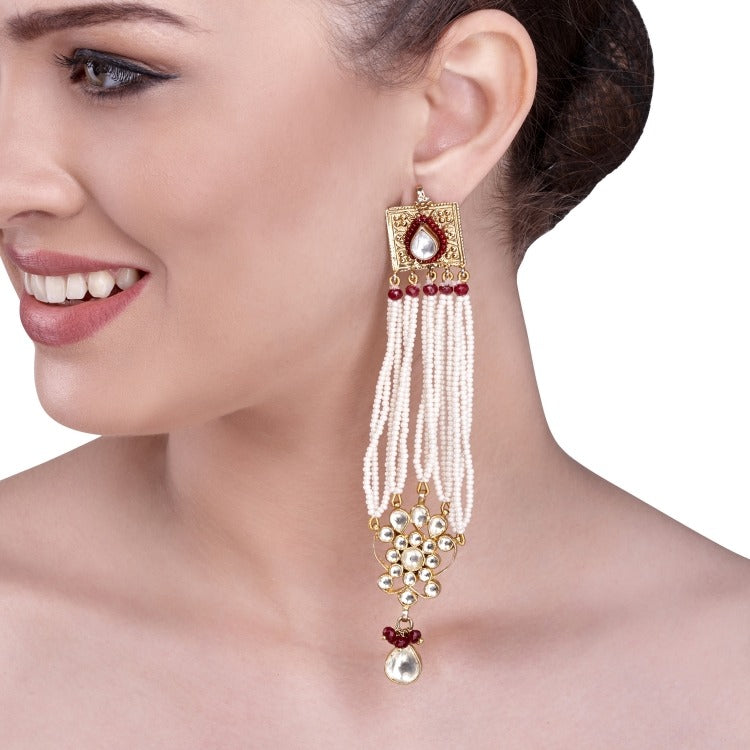 KUNDAN LONG STRING EARRING