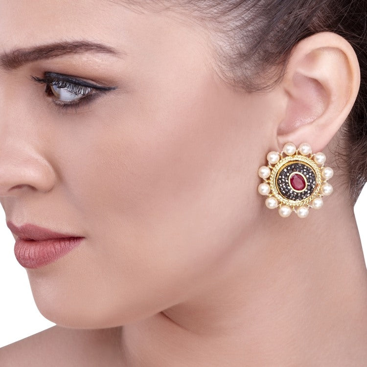 MARCASITE PEARL STUD
