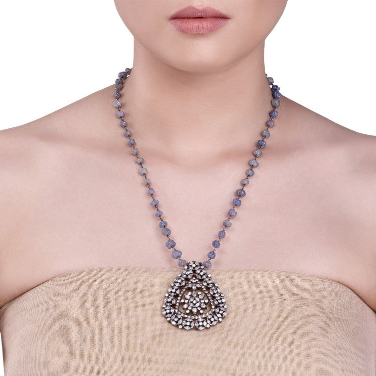 STUDDED ZIRCON TRIANGLE NECKLACE