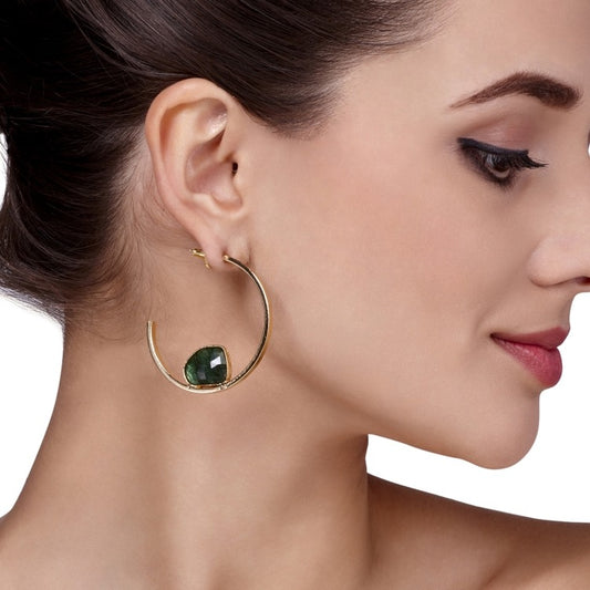 GREEN ONYX HALF MOON EARRINGS