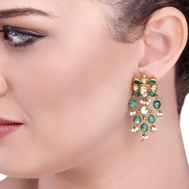 KUNDAN GREEN EARRING