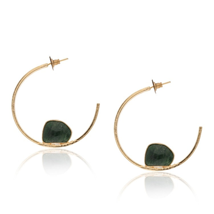 GREEN ONYX HALF MOON EARRINGS