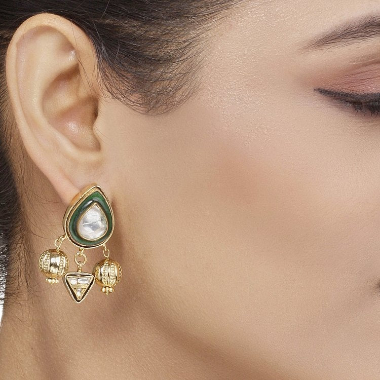 Kundan Golden Balls Earring