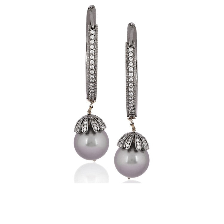 VICTORIAN GREY HOOP EARRINGS